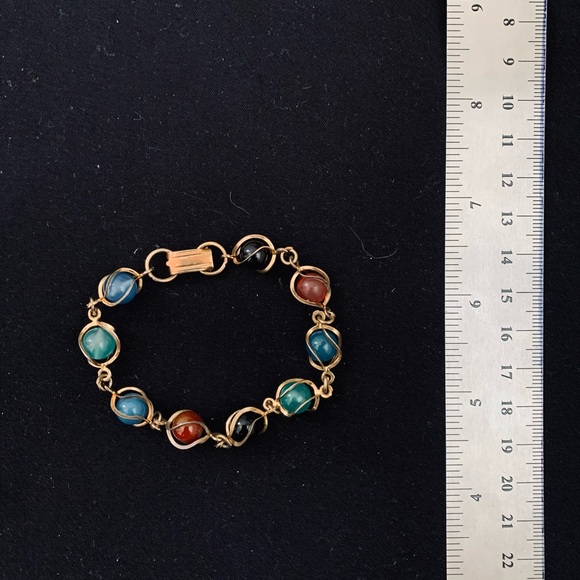 VINTAGE GOLD TONE CAGED CHAKRA BRACELET - Picture 2 of 4